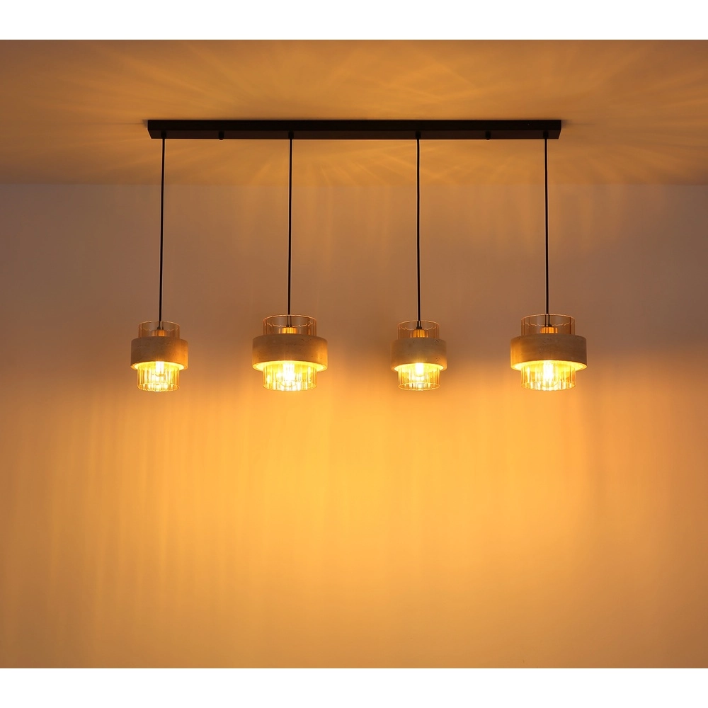 4-light pendant lamp Daren black with marble Globo 9007371592654