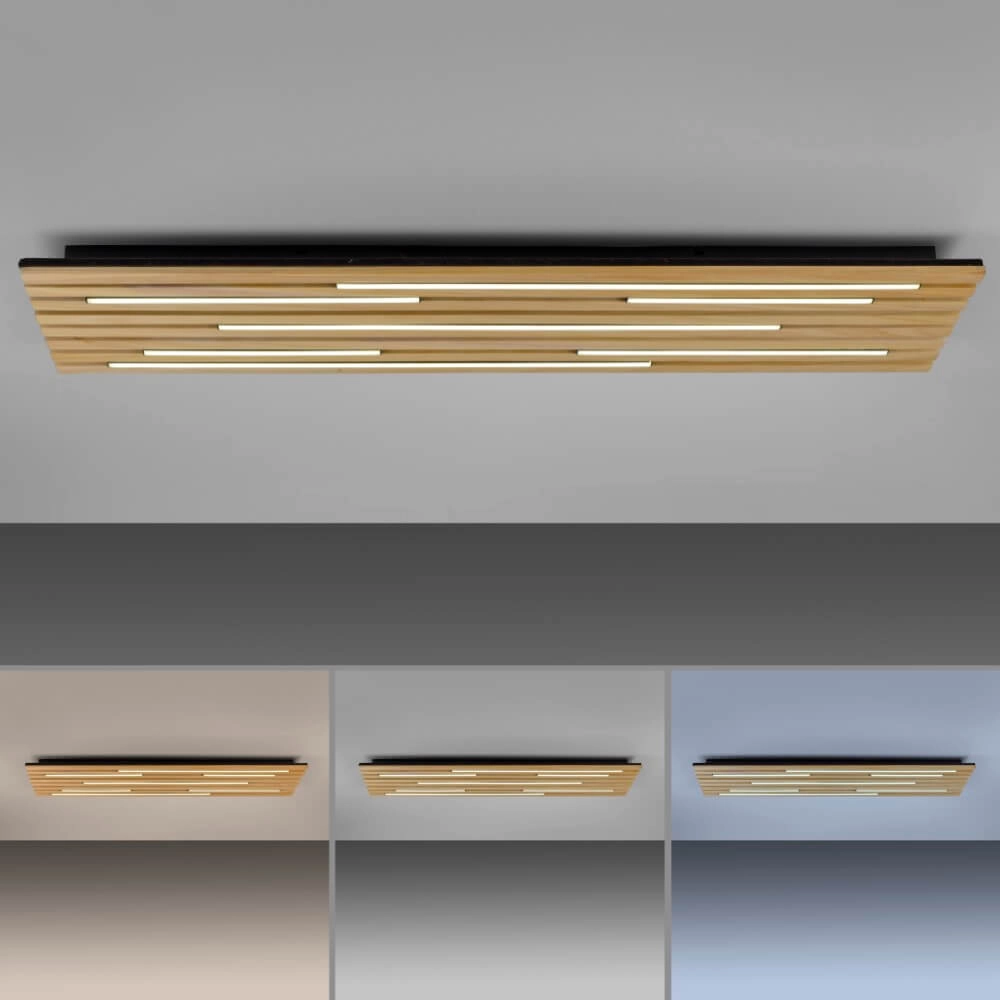 Rectangular ceiling lamp Q-Akustik wood Paul Neuhaus 4012248385371