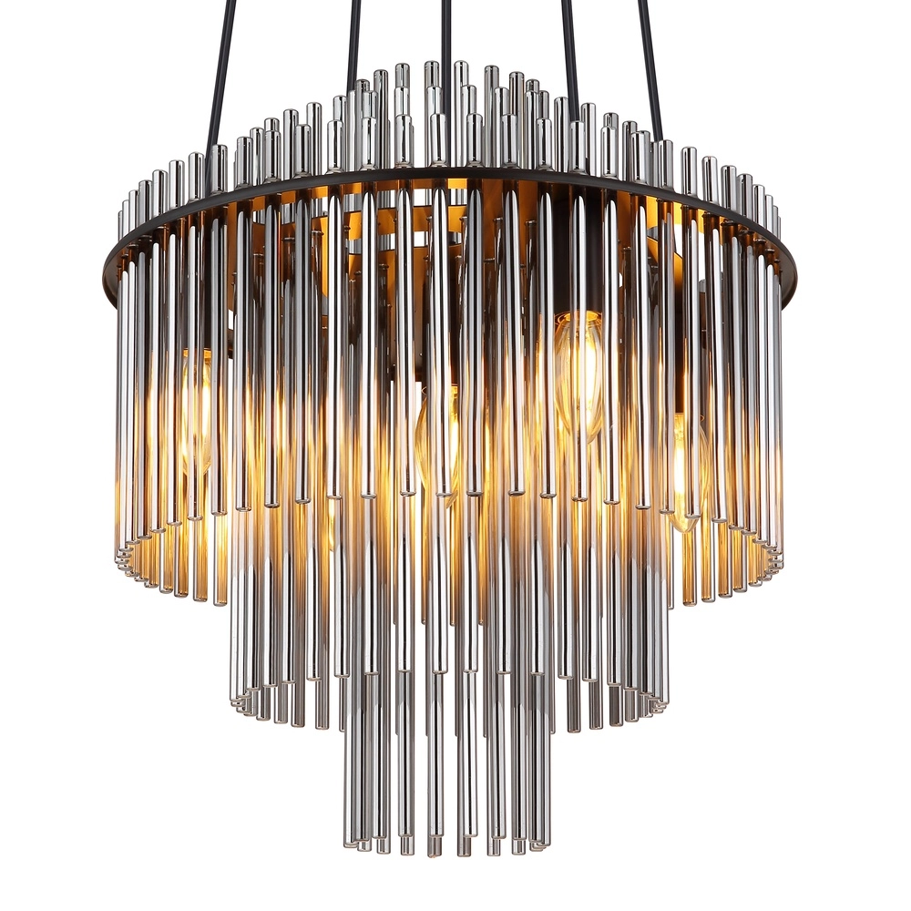 Pendant lamp Ø 40cm Gorley Black with smoke glass rods Globo 9007371515134