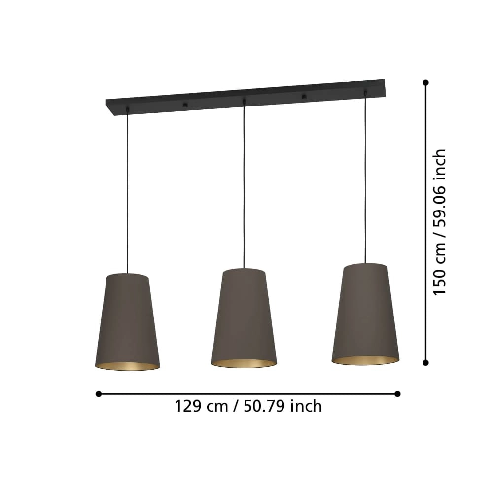Cappuccino hanging lamp Petrosa 3-light Stars of Light 9008606238187