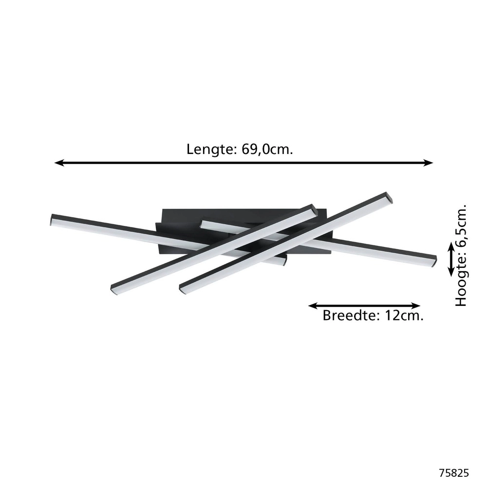 Design ceiling lamp Vascella black 69x12cm Eglo 9002759758257