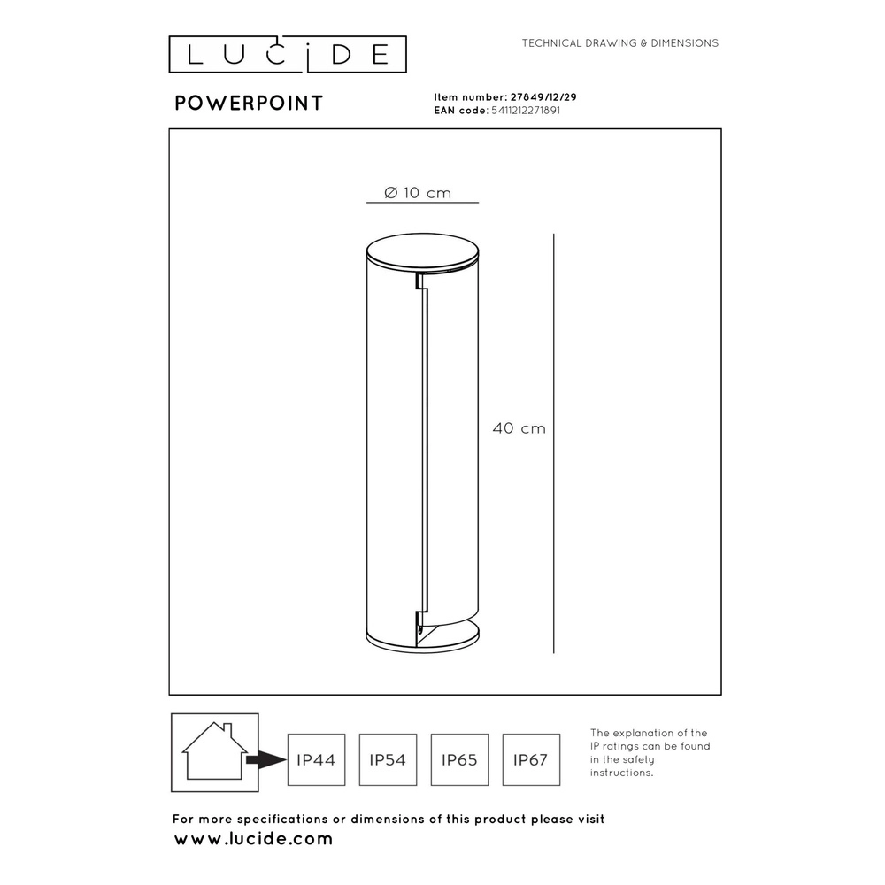Outdoor socket with earth Powerpoint type F Lucide 5411212271891