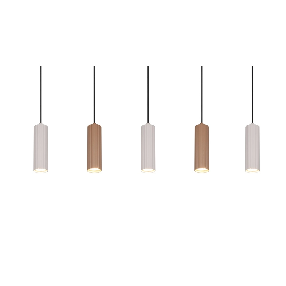 Pendant lamp Soka 5-light mocha brown and grey Trio 4017807670158