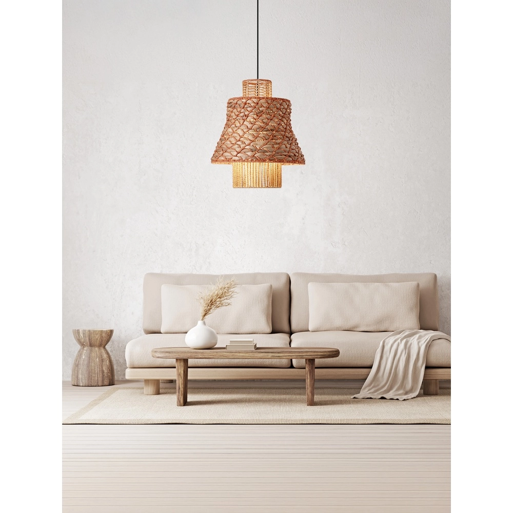 Rattan pendant lamp Mande brown with orange Lyora 5212017477378