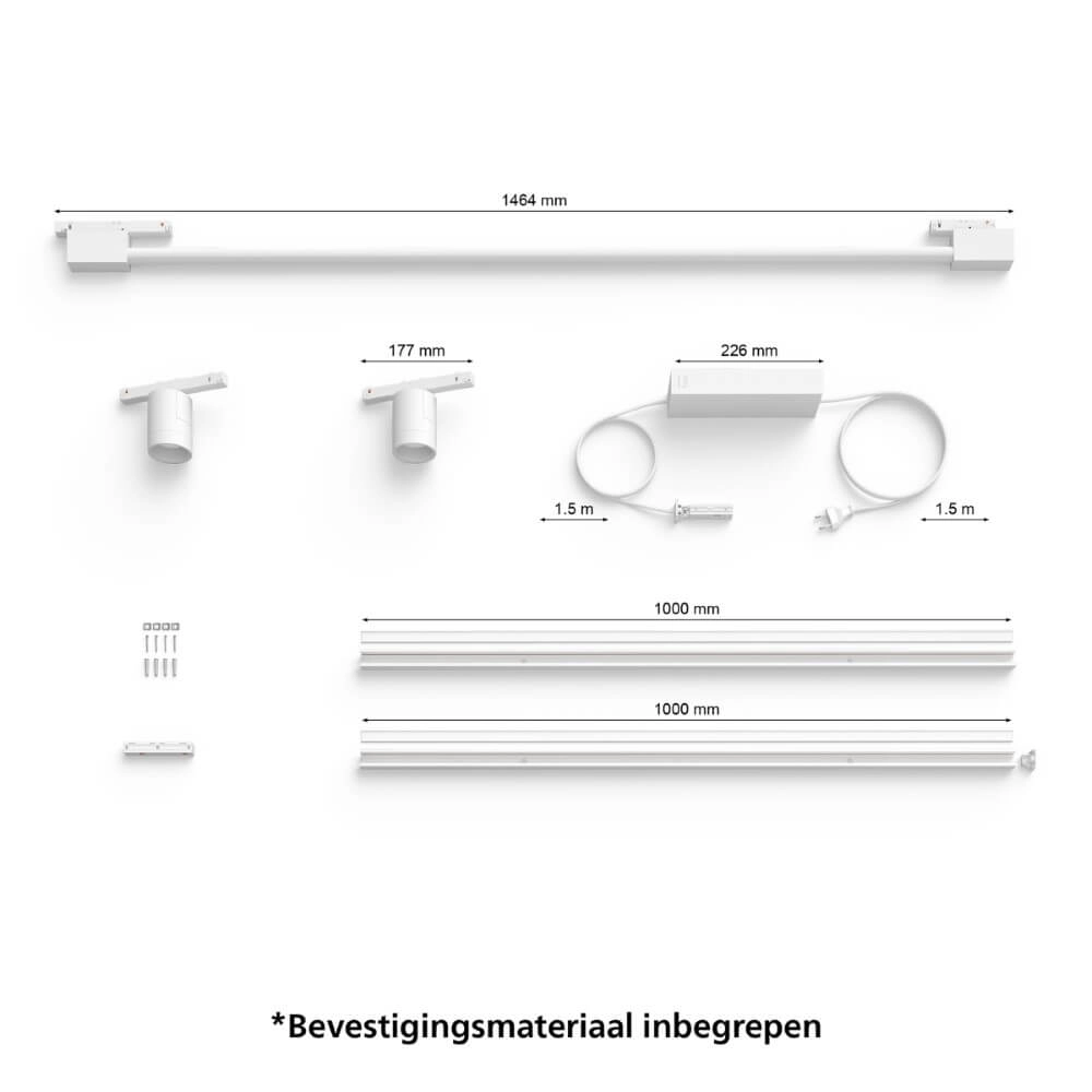 Hue Perifo - White and color set of 2 wall spotlights and gradient white Philips 8719514407909