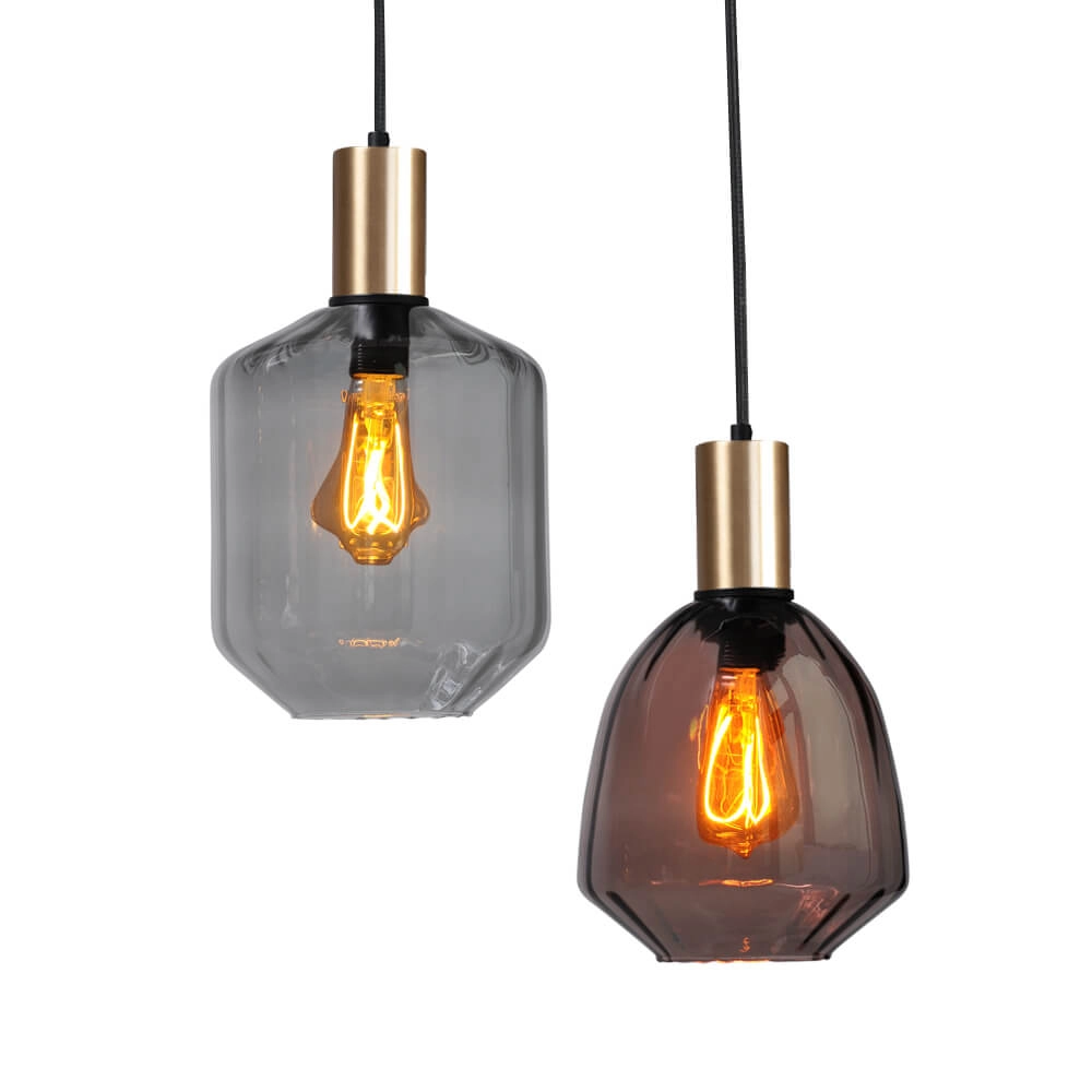 6-light hanging lamp - gold - Porto with different glasses Masterlight 8718121270661