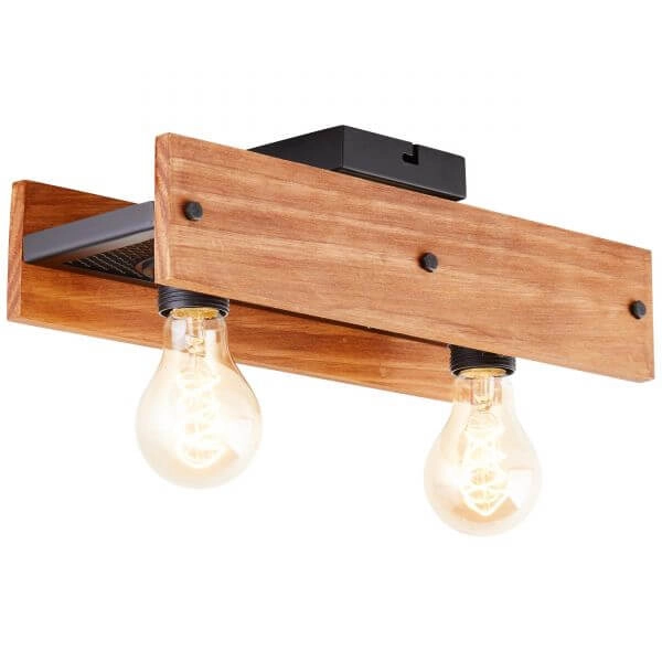 Ceiling light Calandra 2-light black with wood brown Brilliant 4004353394430