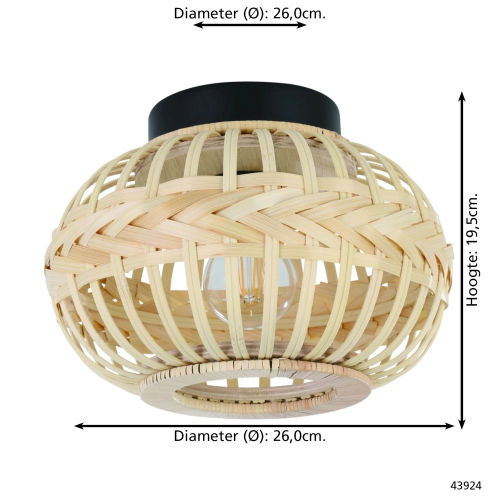 Rattan ceiling lamp Towcester Ø 26cm - 1x E27 Eglo 9002759439248
