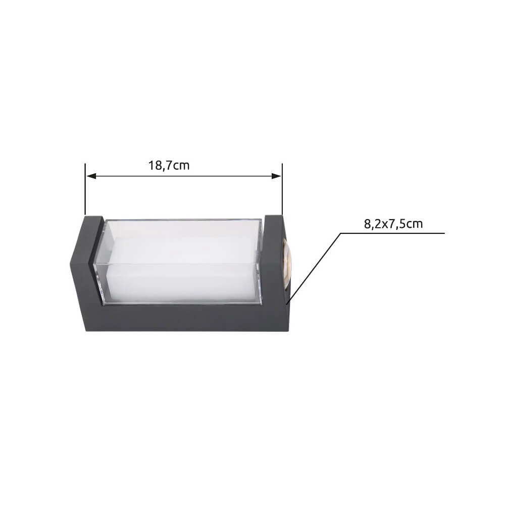 Design wall lamp Plixon anthracite rectangle Globo 9007371455430
