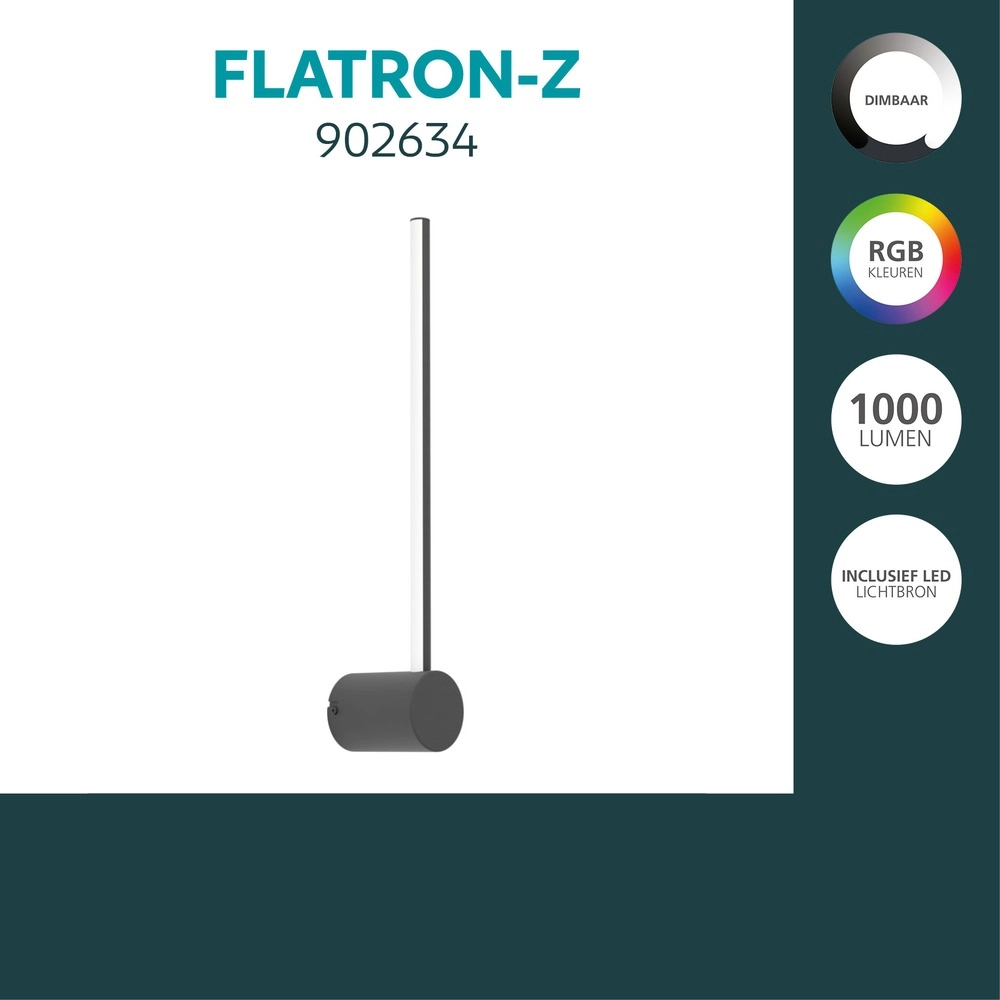 Smart wall lamp Flatron-Z Black Eglo 9008606390557
