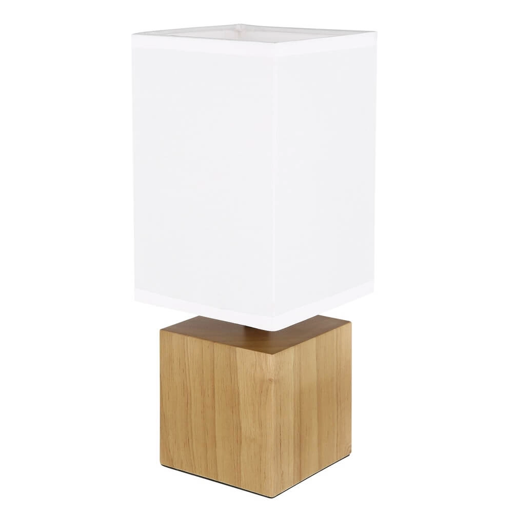 Sleek table lamp Valentino wood with white hood Globo 9007371435364