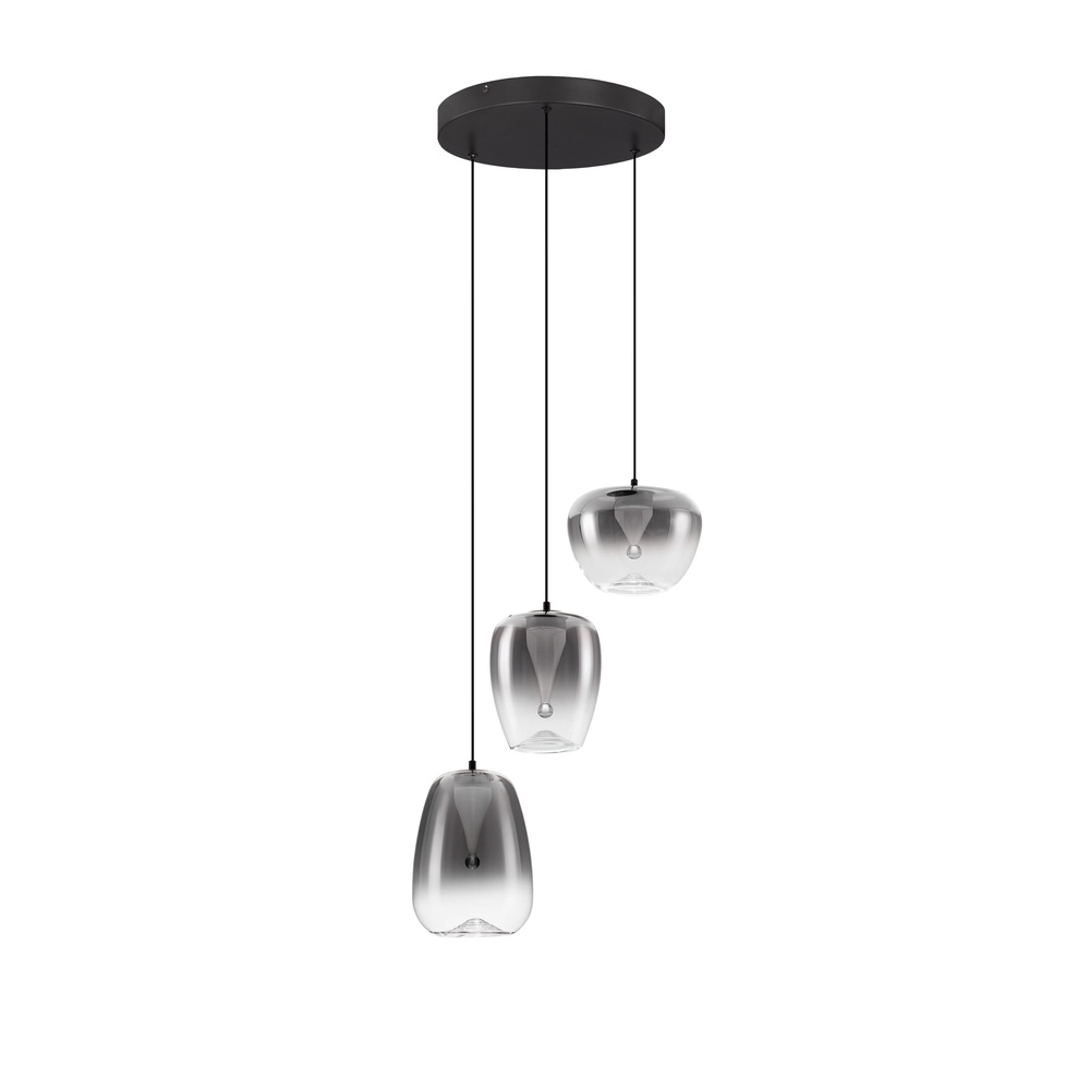 Design pendant lamp Oblo 3-light smoke glass Lyora 5212017474124