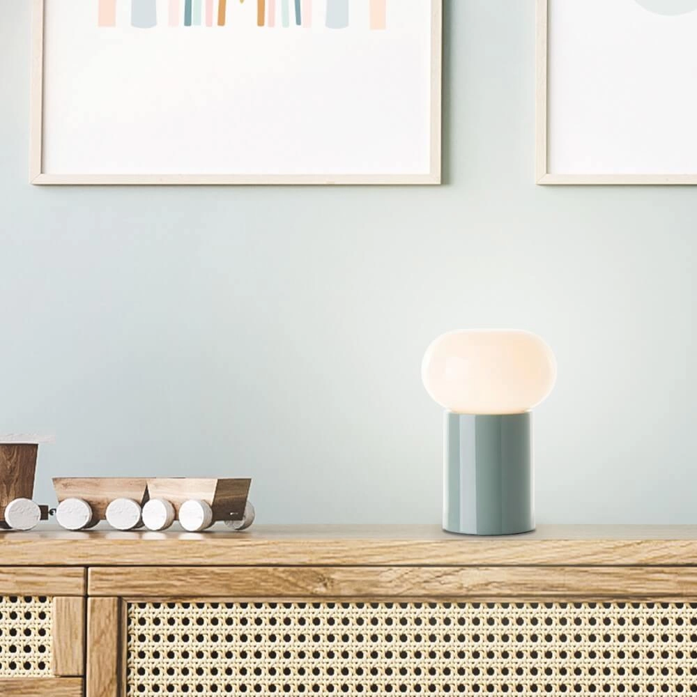 Green table lamp Knut with white glass Brilliant 4004353430176