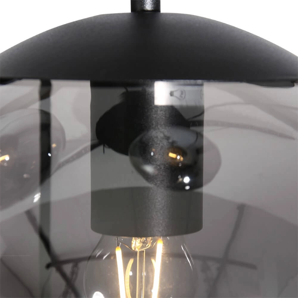 5-light loft hanging lamp Bolique black with smoke glass Steinhauer 8712746133363