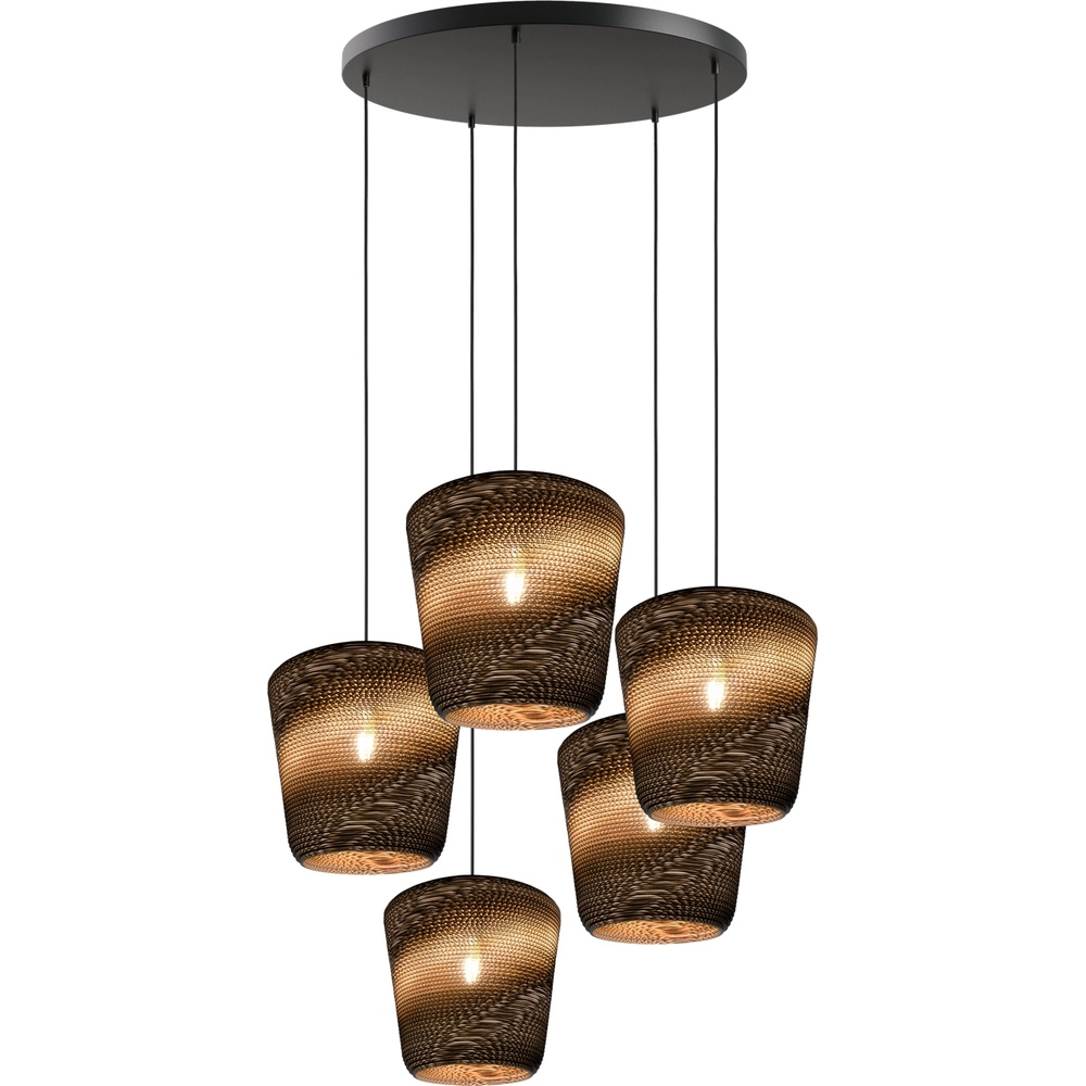 Pendant lamp Carta Moody 5x Ø34cm Think Paper shade - black