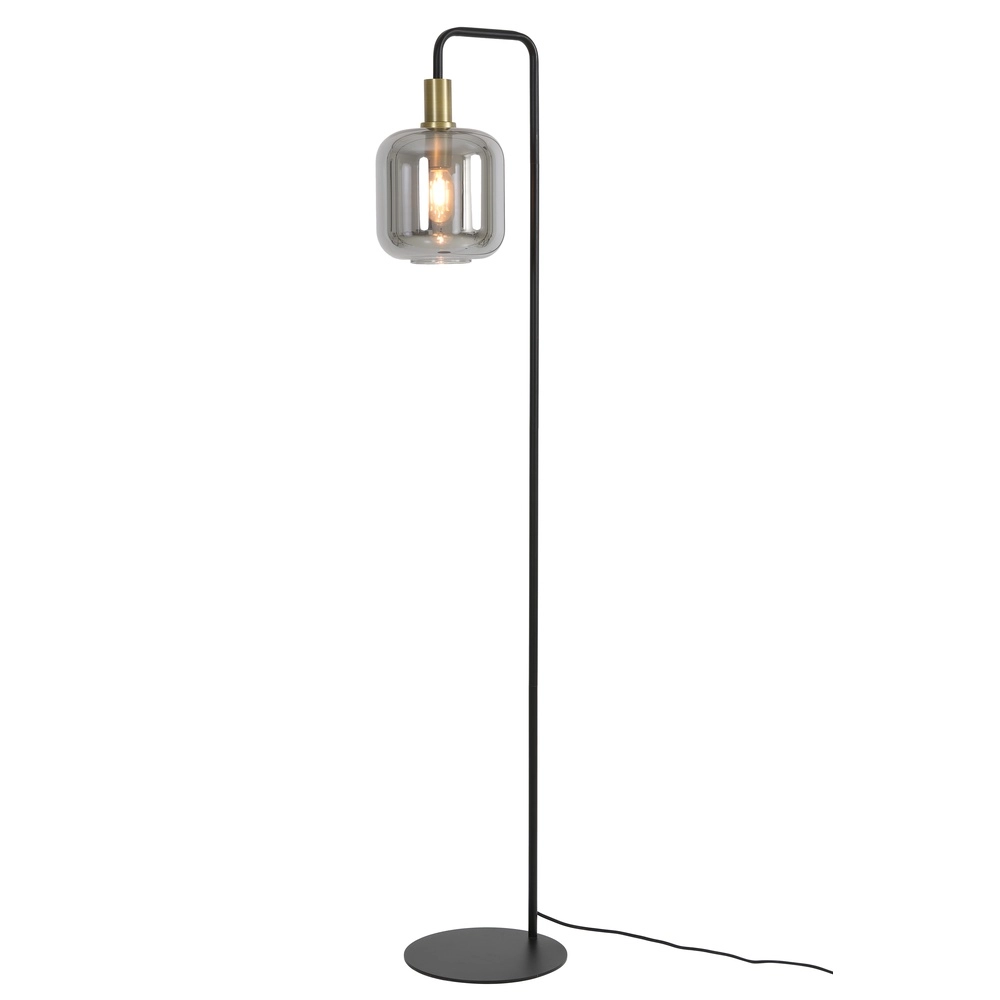 Floor lamp Lekar with smoke glass and gold Light & Living 8717807601430