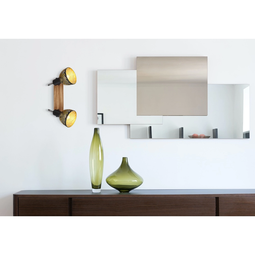 Ceiling lamp Lenna 2-light wood with black Globo 9007371422685