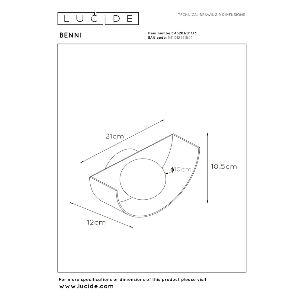 Design wall lamp Benni Green Lucide 5411212451842