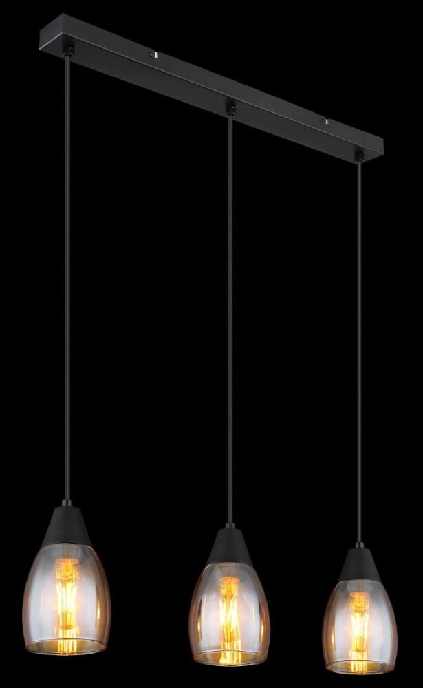 3-light pendant lamp Reid Amber glass Globo 9007371438730