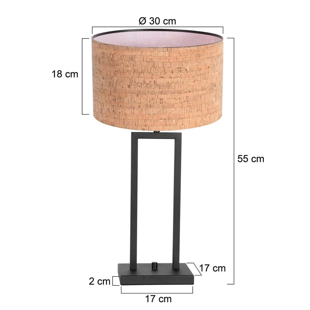 Black table lamp Stang with cork cap Ø30cm Steinhauer 8712746180602