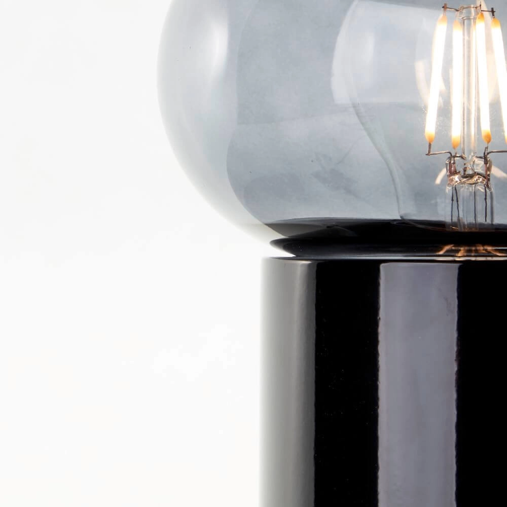 Black table lamp Knut with smoke glass Brilliant 4004353430169