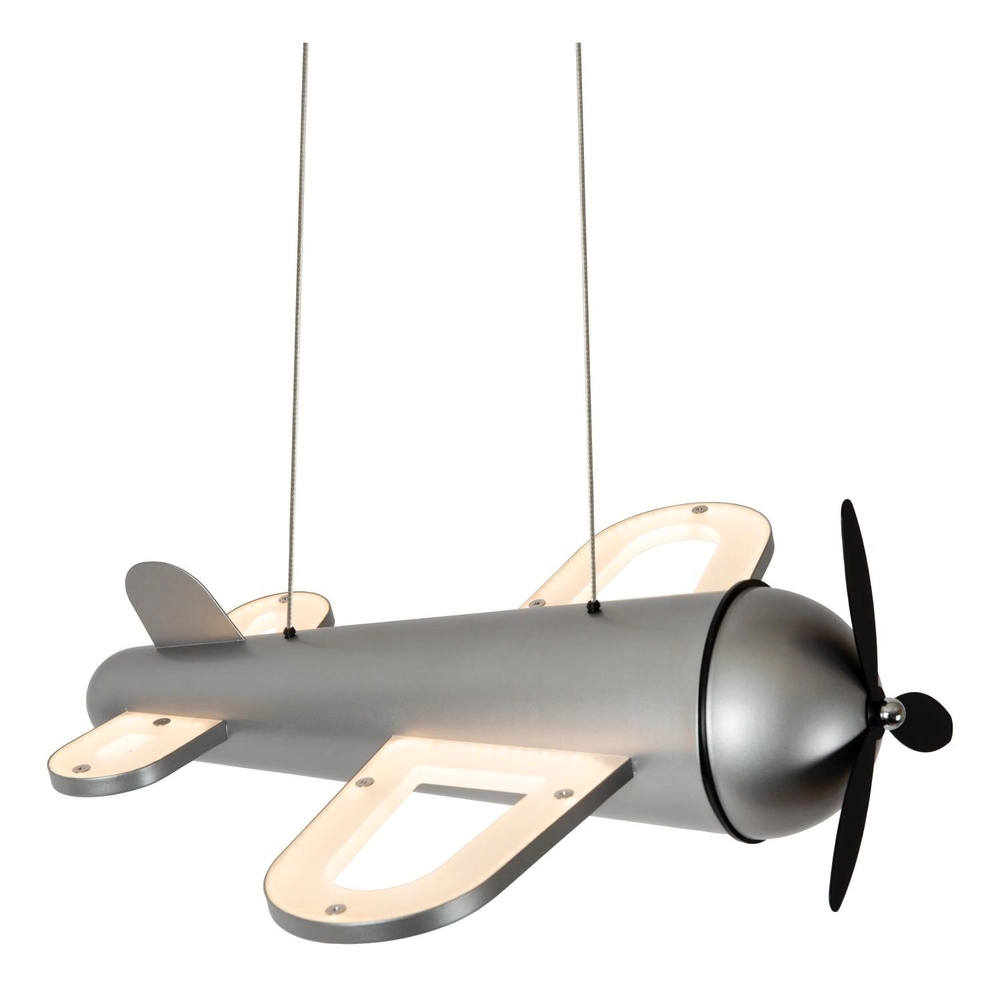 Children's room pendant lamp Fokker Airplane Metallic Gray Lucide 5411212771520