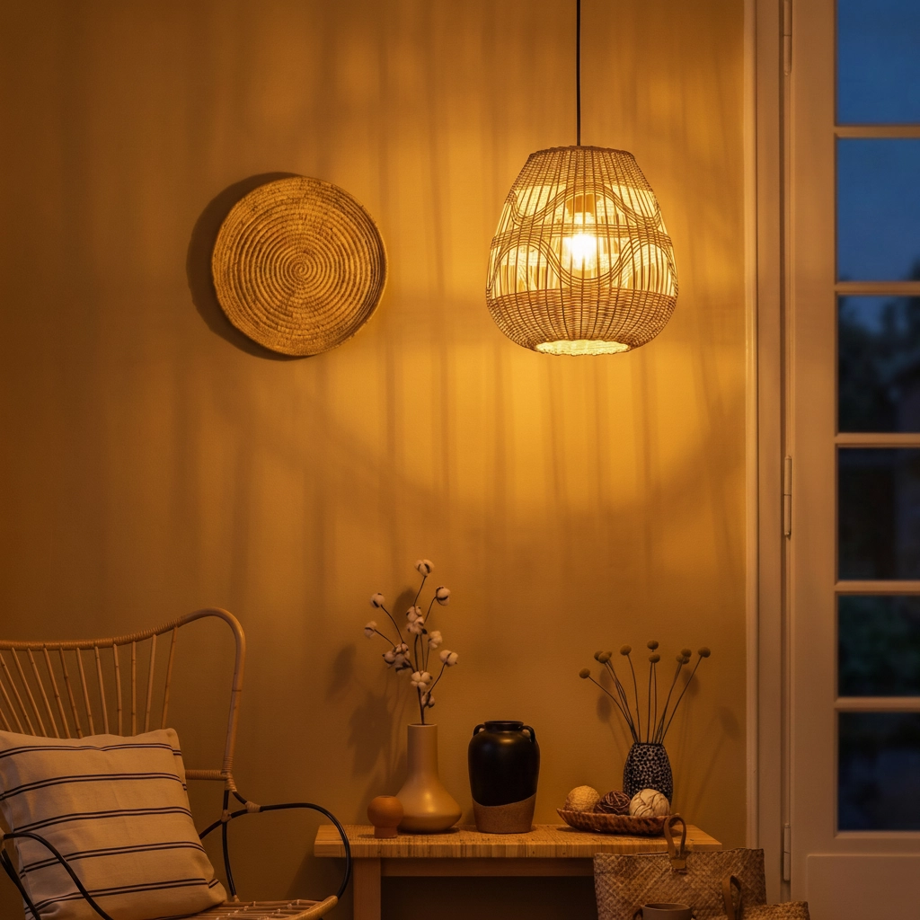 Rattan pendant lamp Marlo Ø 27cm