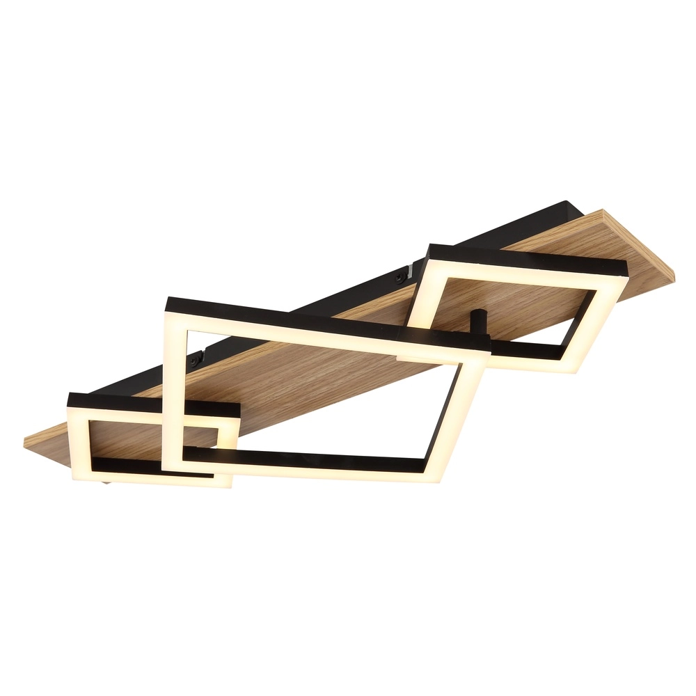 Ceiling lamp Beatrix I 3 squares black with wood
