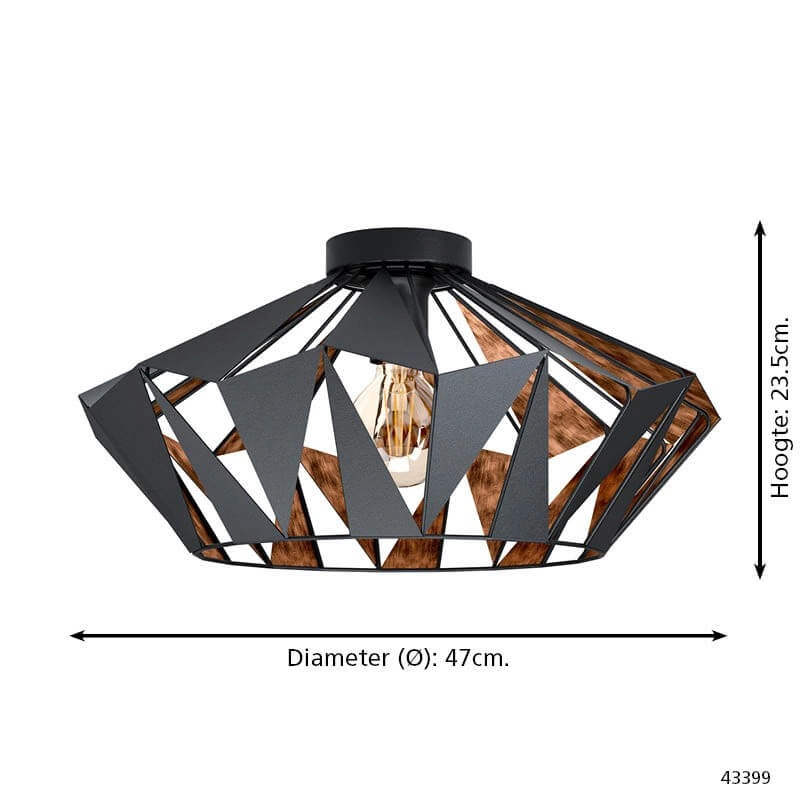 Ceiling lamp Carlton 6 black/copper Ø 47cm Eglo 9002759433994