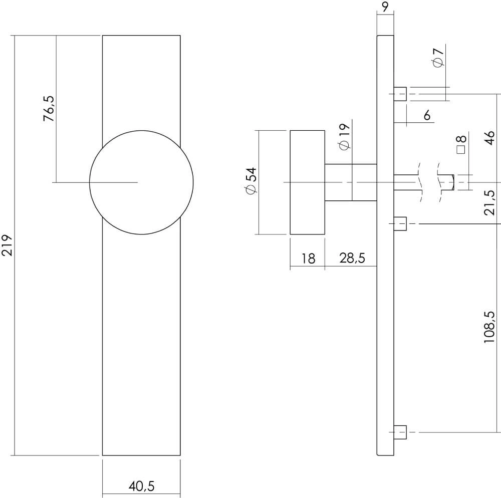 Doorknob straight Kurano blind stainless steel Intersteel 8714186346525
