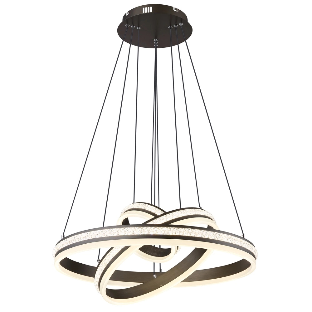 Design pendant lamp Grouni 3 rings titanium brushed