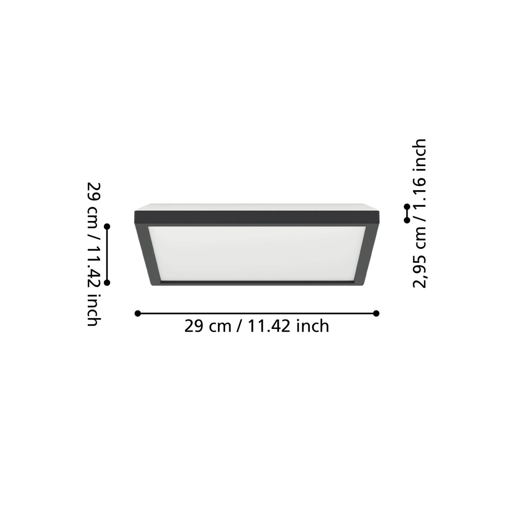 Bathroom ceiling light Rovito Square - Black - 29x29cm Eglo 9008606329878
