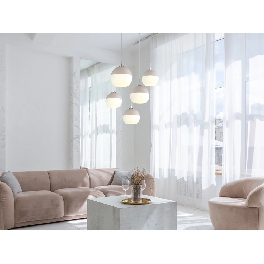 5-light pendant lamp Ragusa round sand brown Globo 9007371566792
