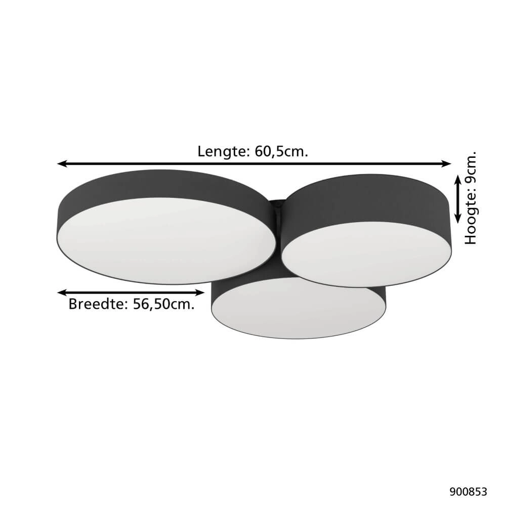 Led ceiling light Barbano-Z 3-light - black Eglo 9008606274185