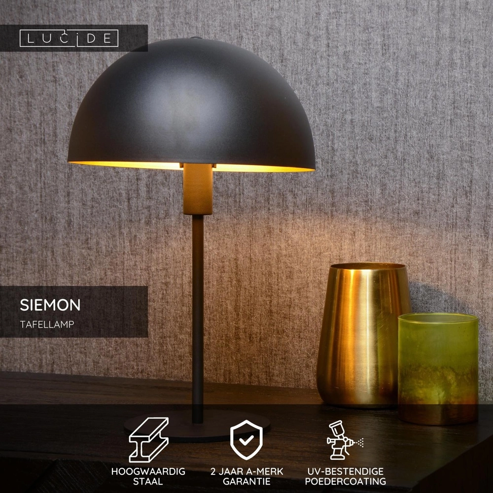 Design table lamp Siemon Black Lucide 5411212451521