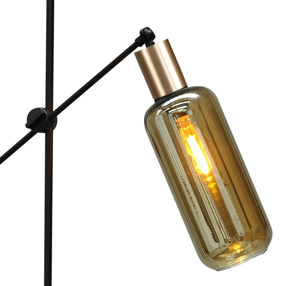 Black floor lamp Bounty adjustable with cylindrical glass Masterlight 8718121248394
