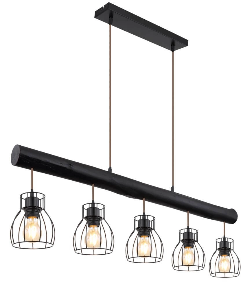 Hanging lamp Mina black 5-light