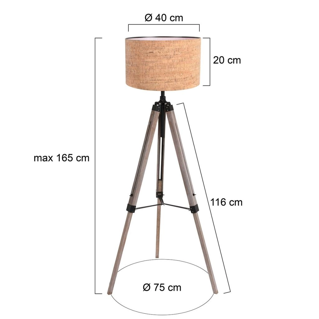 Tripod floor lamp Triek with cork cap Ø40cm Steinhauer 8712746180473