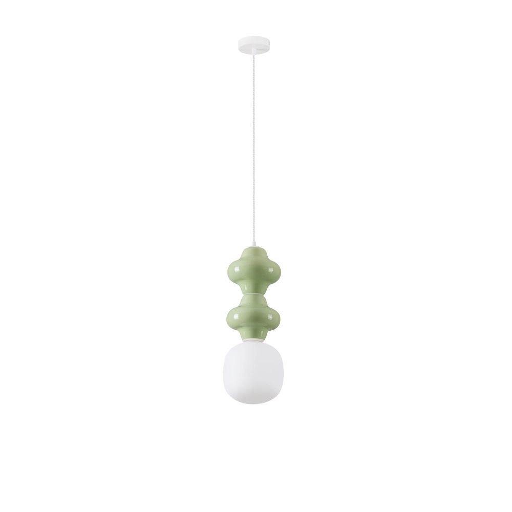 Pendant lamp Clio M light green ceramic with white glass Lyora 5212017461278