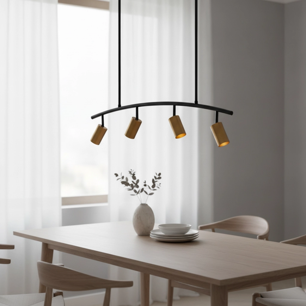 Pendant lamp Pogno 4-light black with gold round