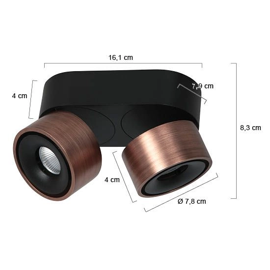Sleek surface-mounted spot Fez Double bronze Steinhauer 8712746187250