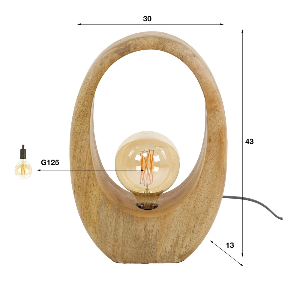 Mango Wood Table Lamp Arch 1x E27 - 43cm Lyora 8716803511460