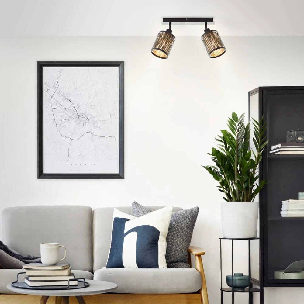 2-light ceiling lamp Cheval black with gold Brilliant 4004353424199