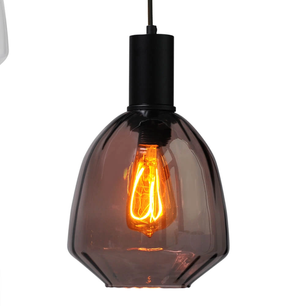 3-light loft hanging lamp - black - Porto with Nicolette glasses Masterlight 8718121270951