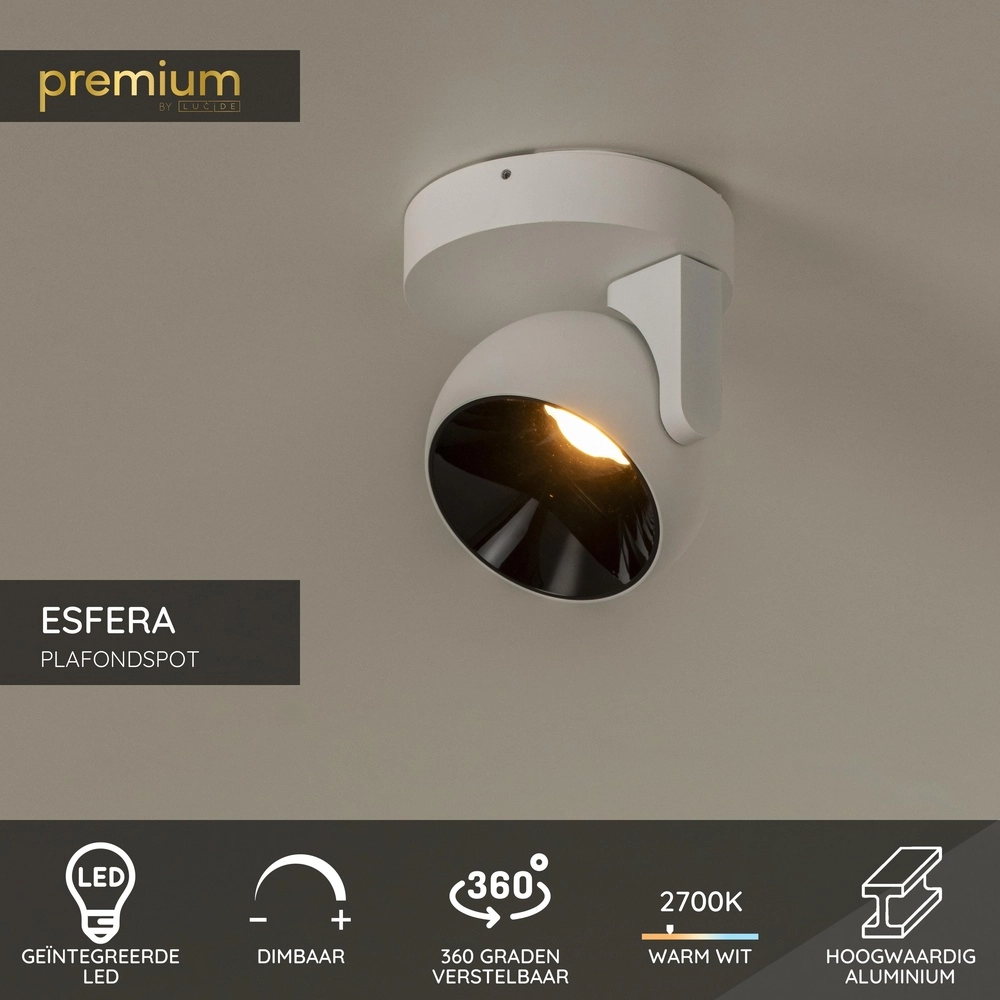 Design wall lamp Esfera white Premium by Lucide 5411212234384