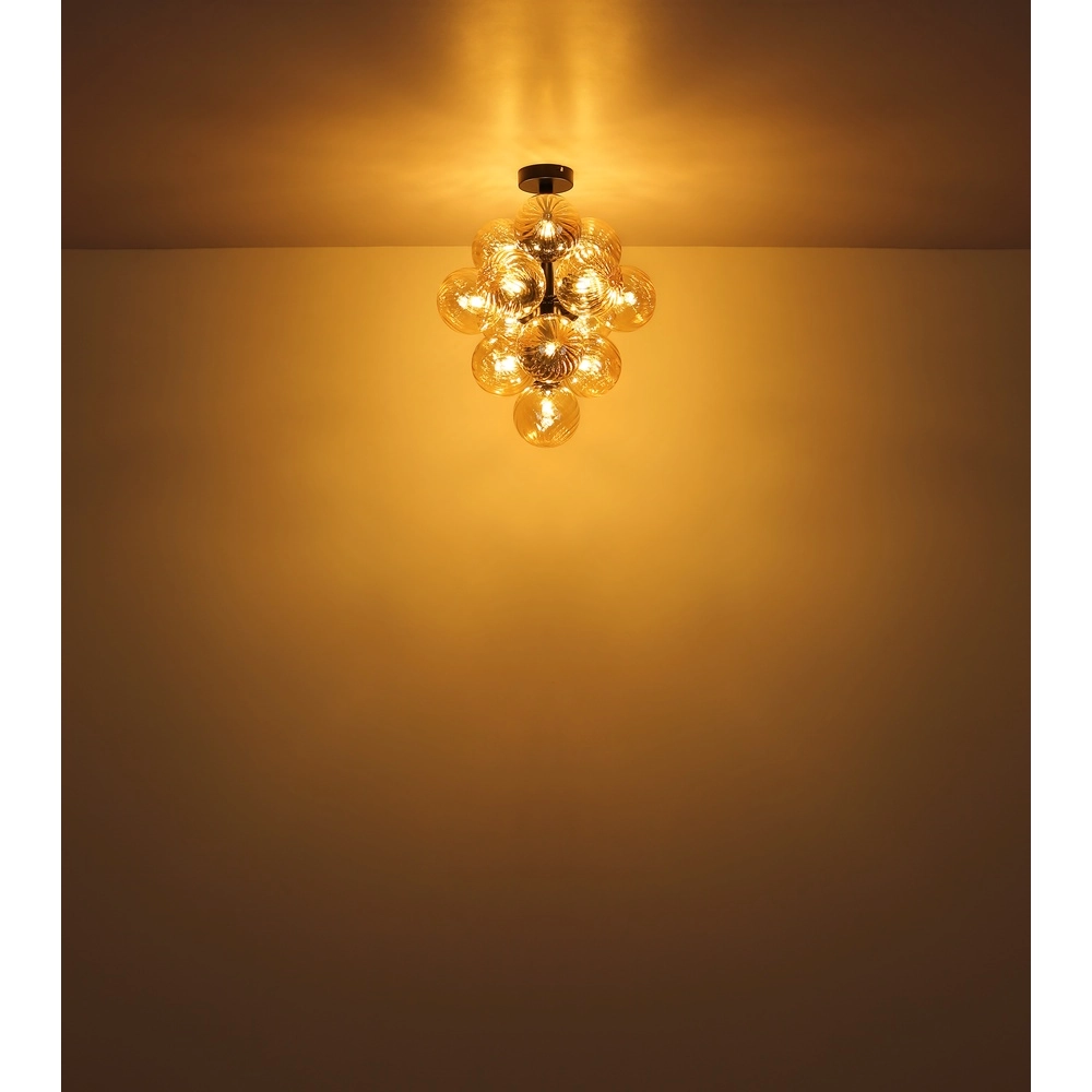 Black ceiling lamp Conor with amber glass Globo 9007371518173