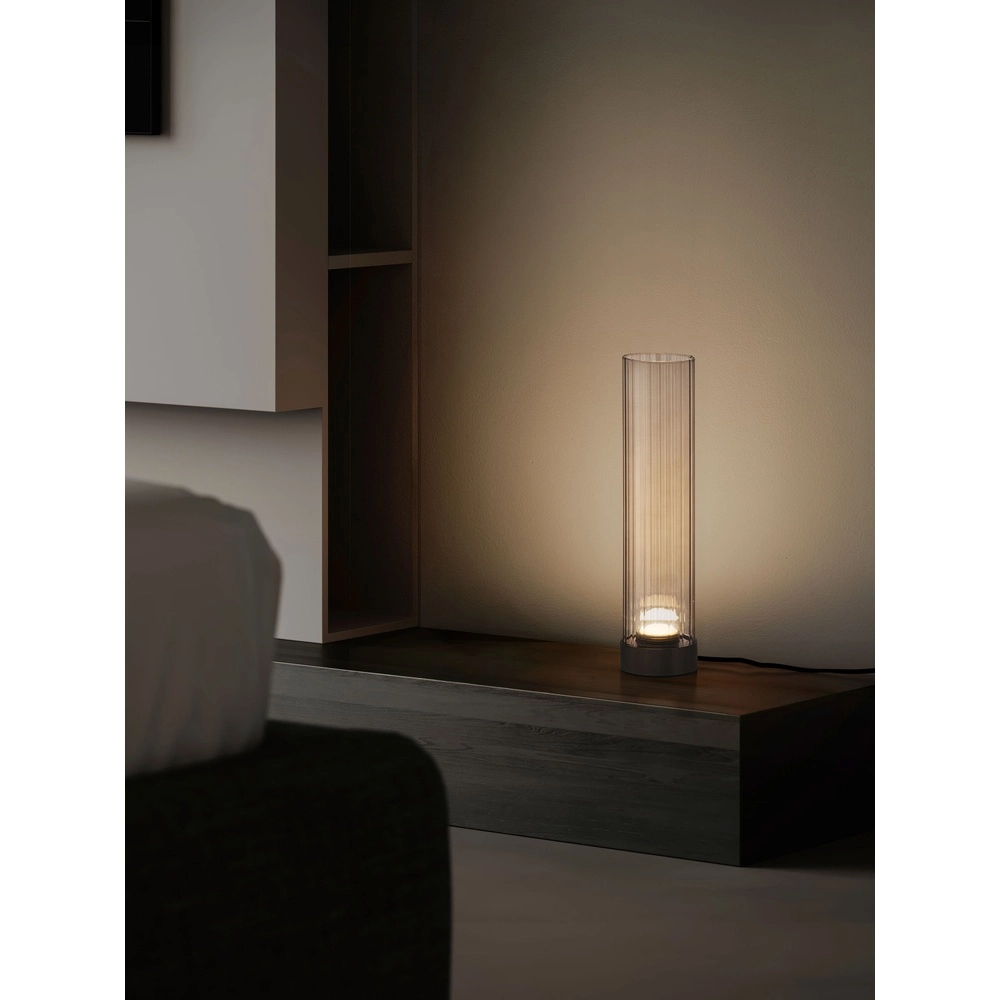 Design table lamp Brielle anthracite with mocha glass