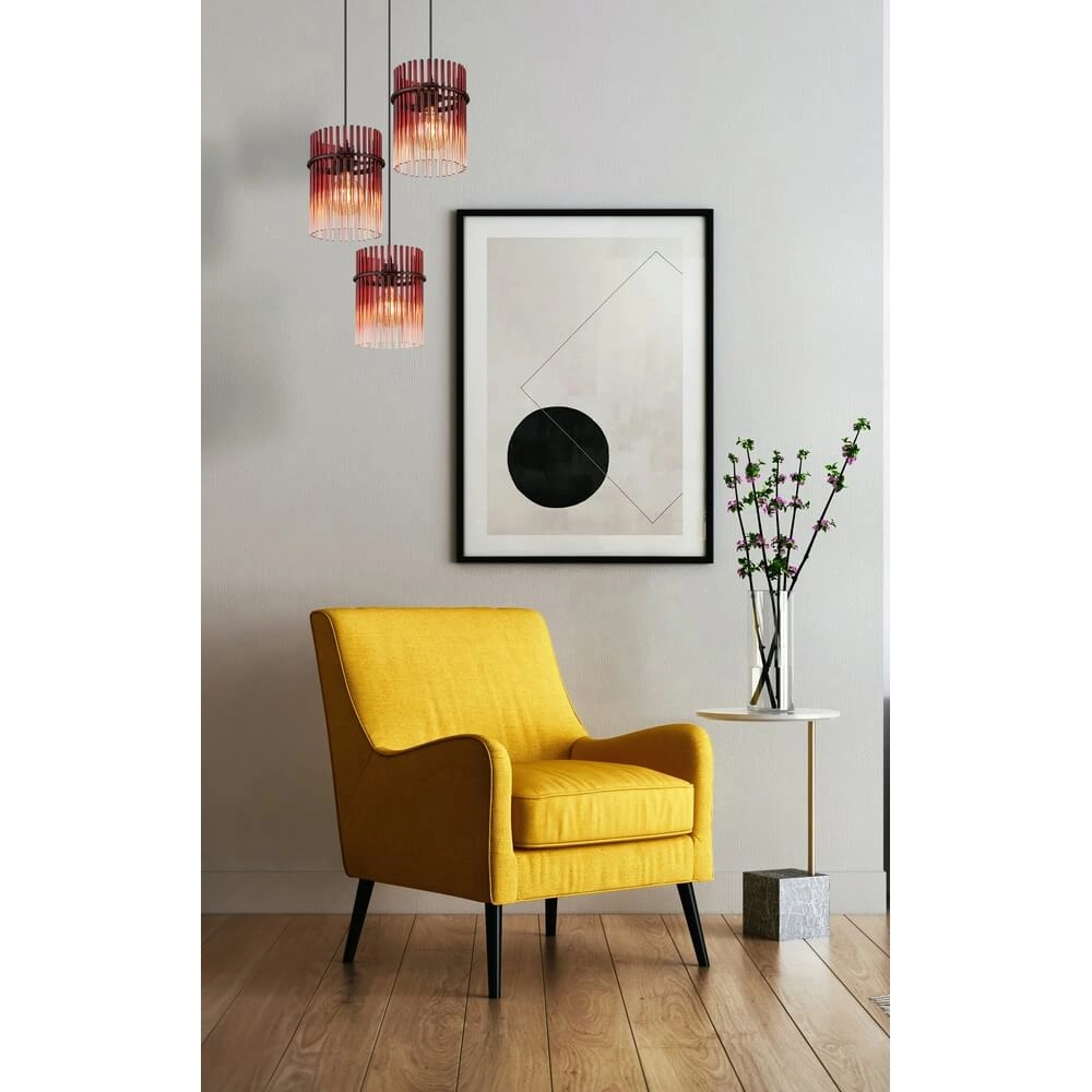 Black pendant lamp Gorley with red glass Ø 47cm Globo 9007371468966