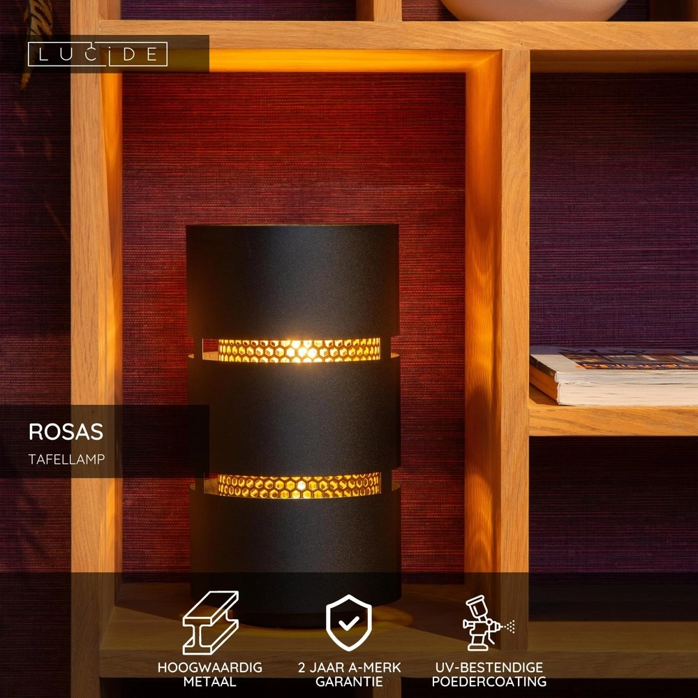 Table lamp Rosas black with gold Lucide 5411212211842
