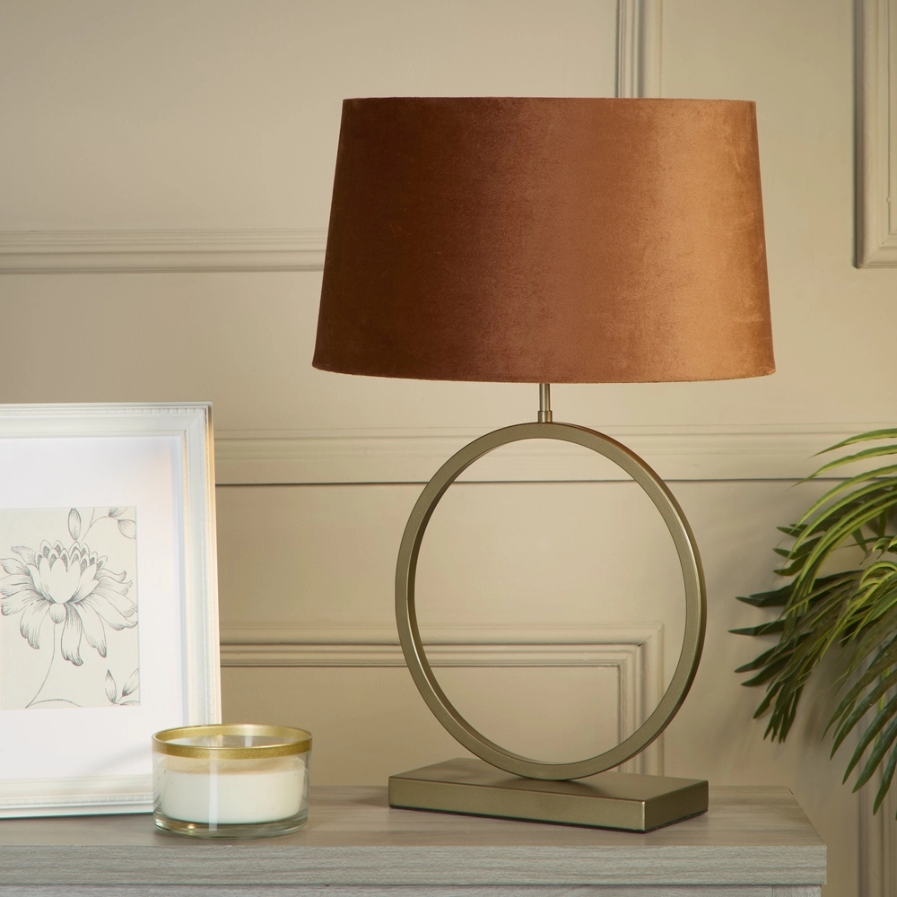 Table lamp Elegant bronze with orange cap Searchlight 5053423304991